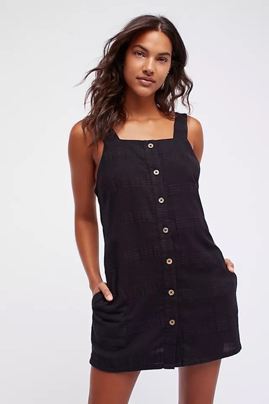 Free People Keep It Simple Mini Dress Linen Cotton Size XS